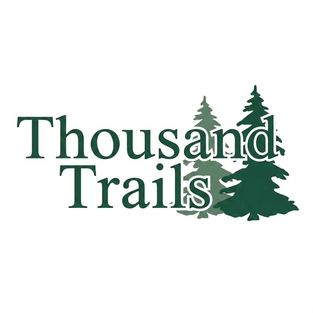 Thousand Trails Campgrounds & RV Parks Thousand Trails logo featuring green pine trees